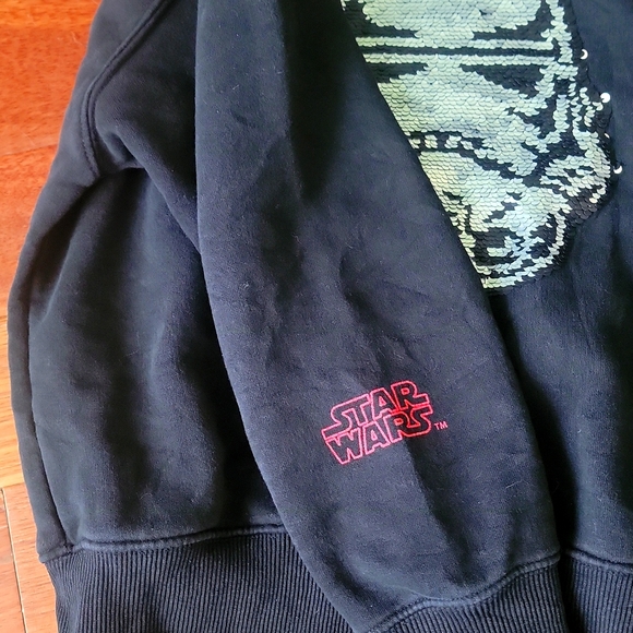 Zara x Star Wars Sequined Storm Trooper Hoodie Black Size 11-12 Sweatshirt - Picture 4 of 6